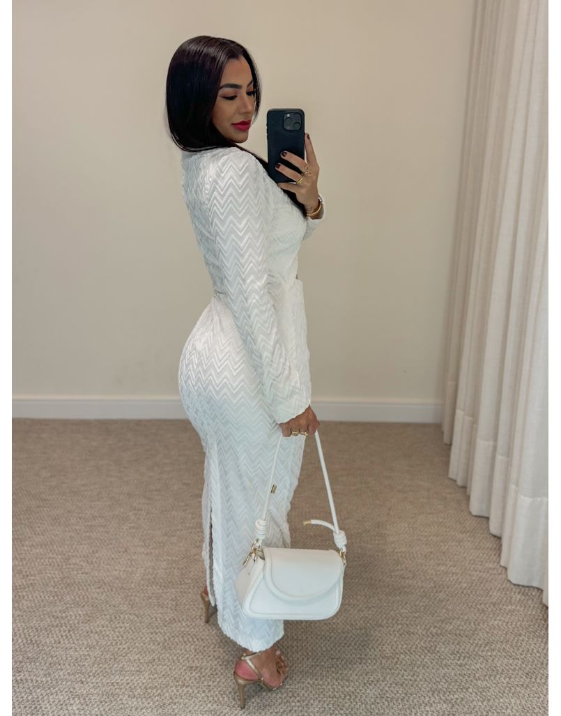 Vestido Manga Longa Amélia Branco
