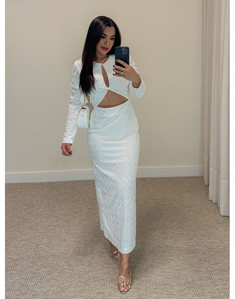 Vestido Manga Longa Amélia Branco
