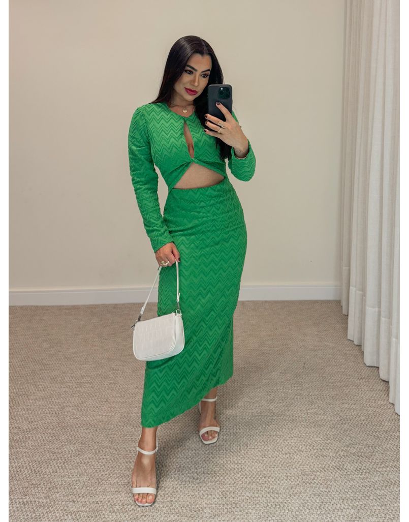Vestido Manga Longa Amélia Verde
