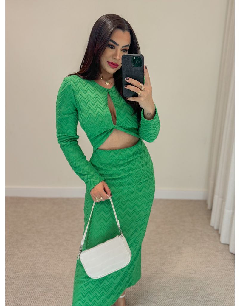 Vestido Manga Longa Amélia Verde
