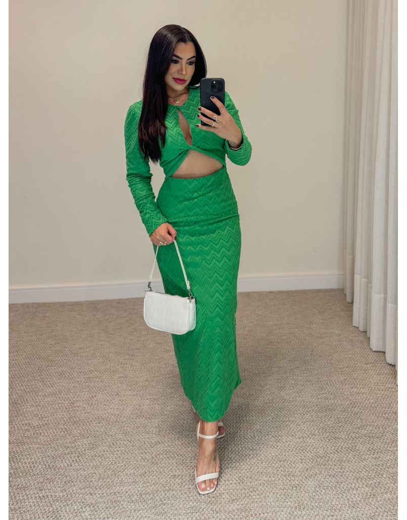 Vestido Manga Longa Amélia Verde