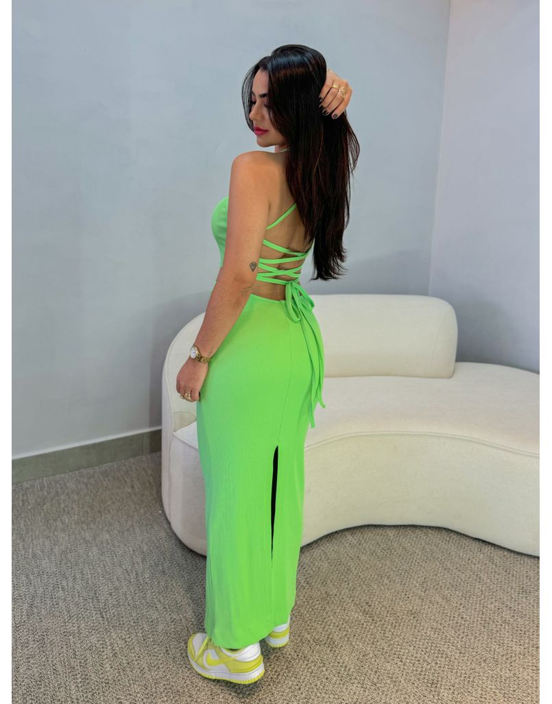 Vestido Canelado Liris Verde