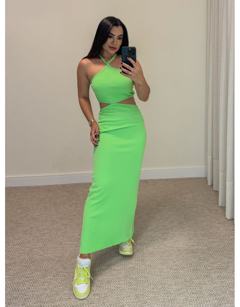 Vestido Canelado Liris Verde