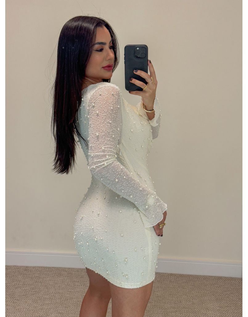 Vestido Tule Pérola Off