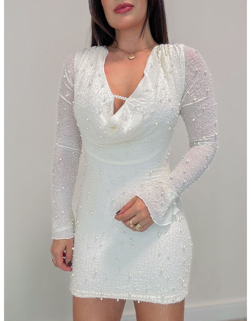 Vestido Tule Pérola Off