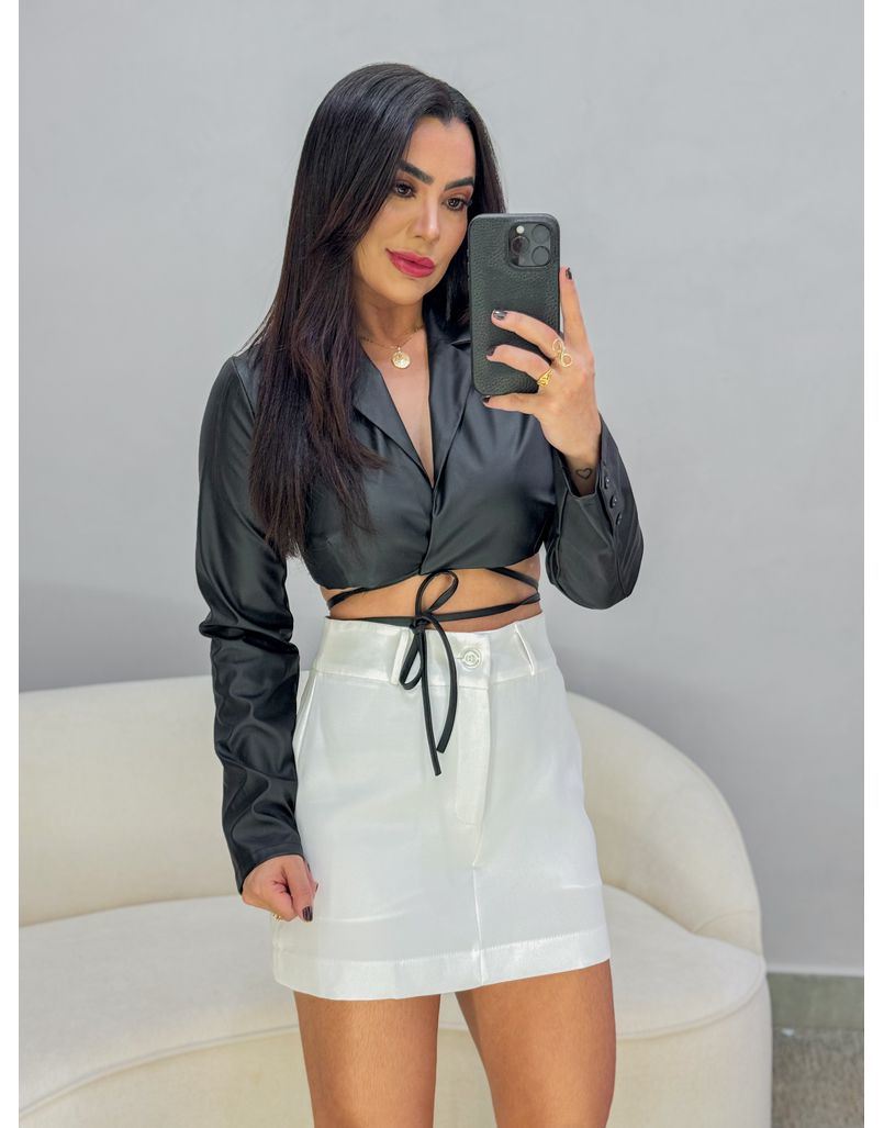 Cropped Couro Fake Yasmim - Loja La Mina 