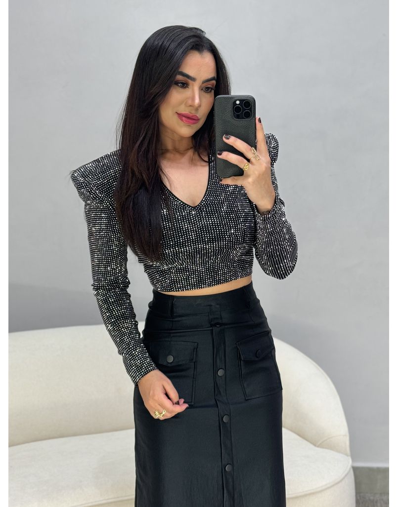 Blusa Strass Preta