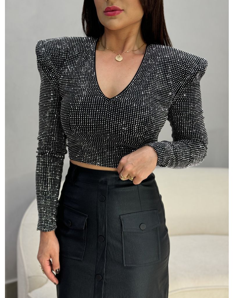 Blusa Strass Preta