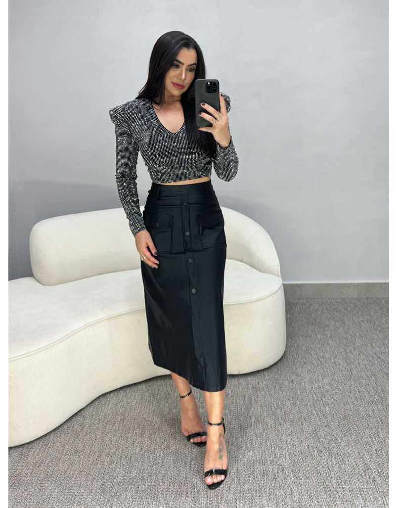 Blusa Strass Preta