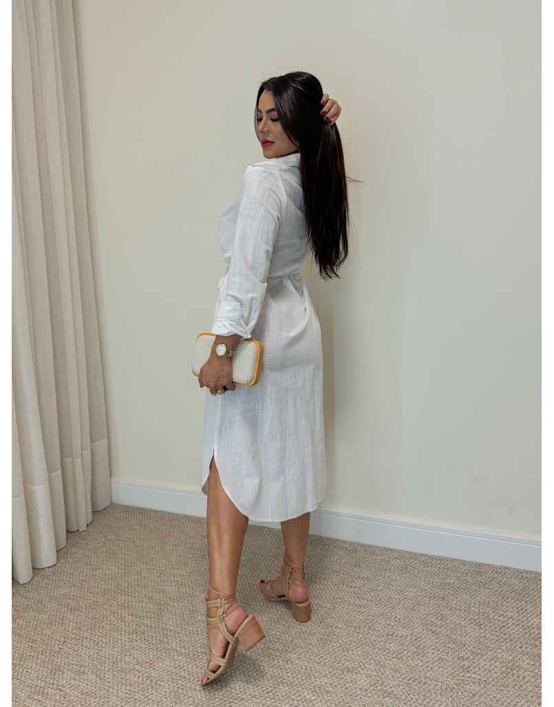 Vestido Camisa Linho Branco