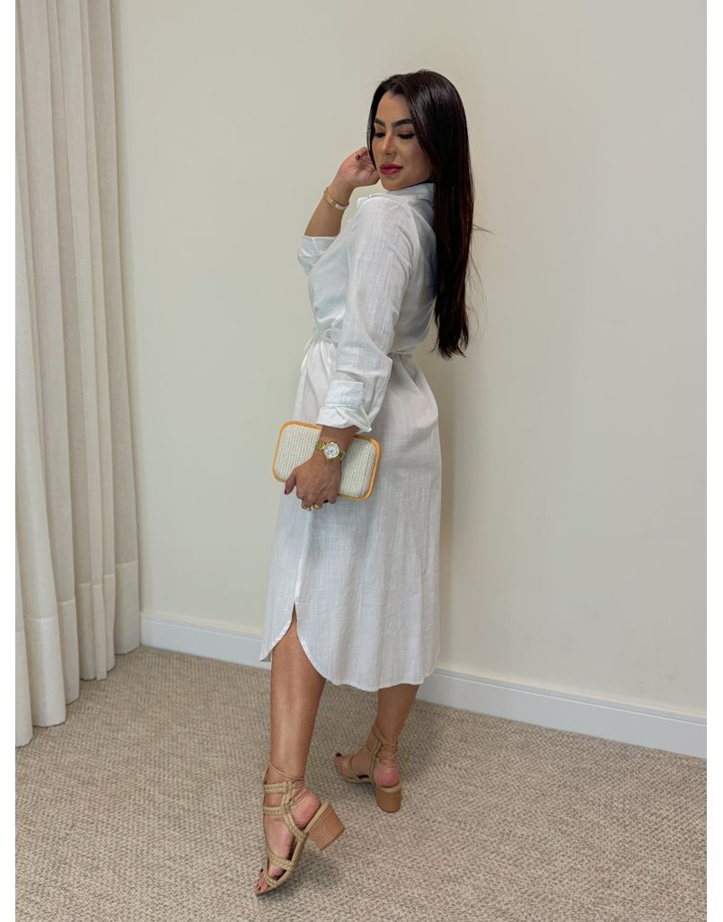 Vestido Camisa Linho Branco