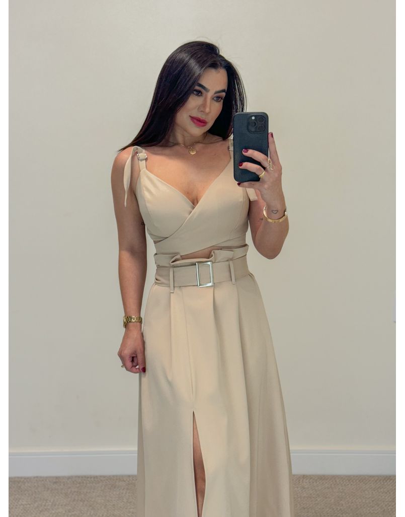 Conjunto Saia Midi Holanda Nude 
