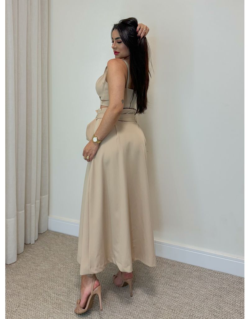 Conjunto Saia Midi Holanda Nude 