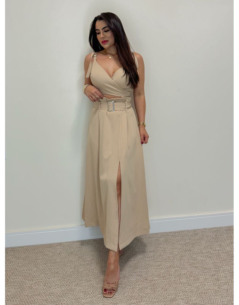 Conjunto Saia Midi Holanda Nude 