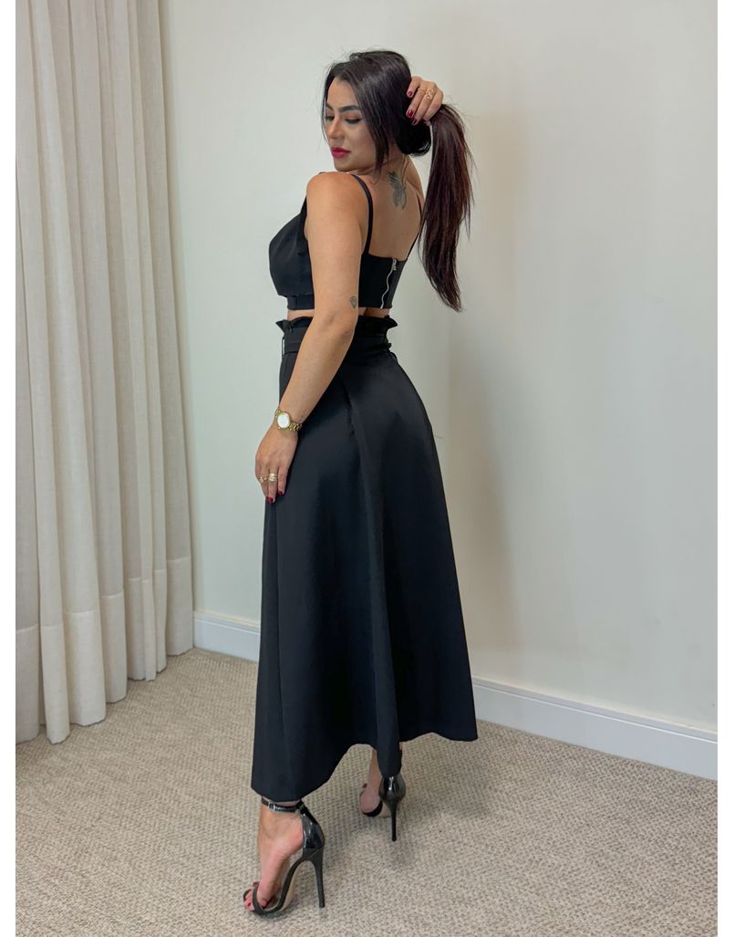 Conjunto Saia Midi Holanda Preto