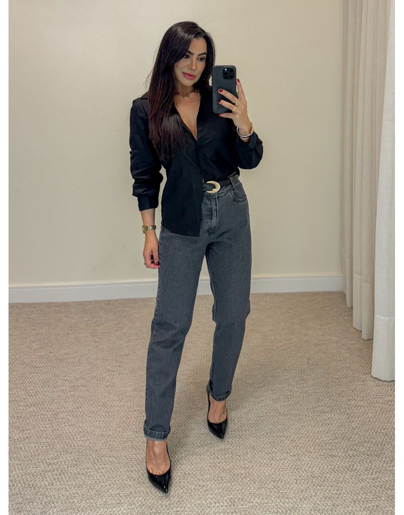 Calça Jeans Mom Black