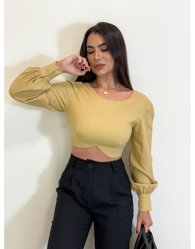 Blusa Linho Lulu Cáqui - Loja La Mina 