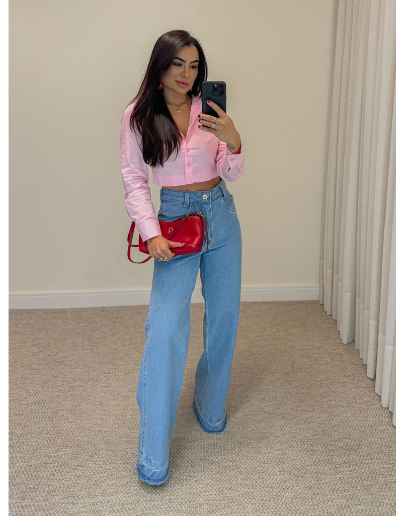 Calça Wide Leg Barra - Loja La Mina 