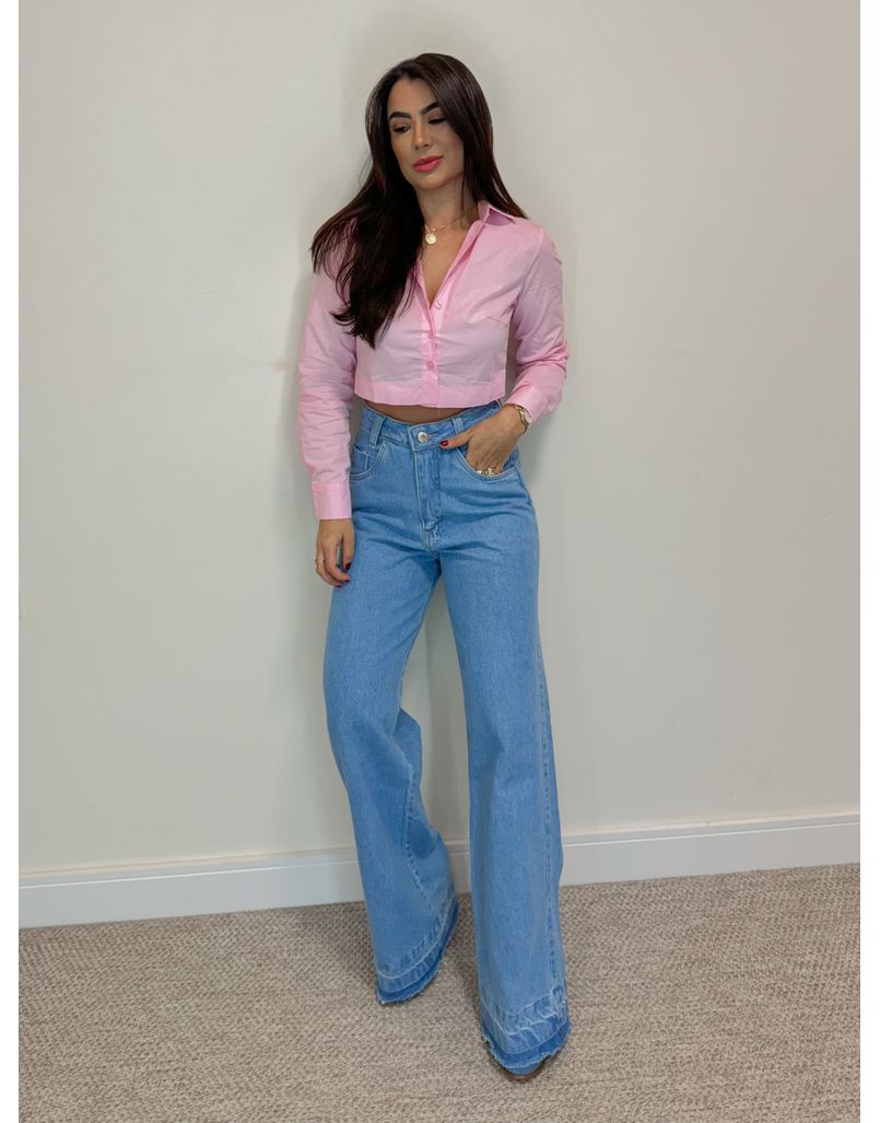 Calça Wide Leg Barra
