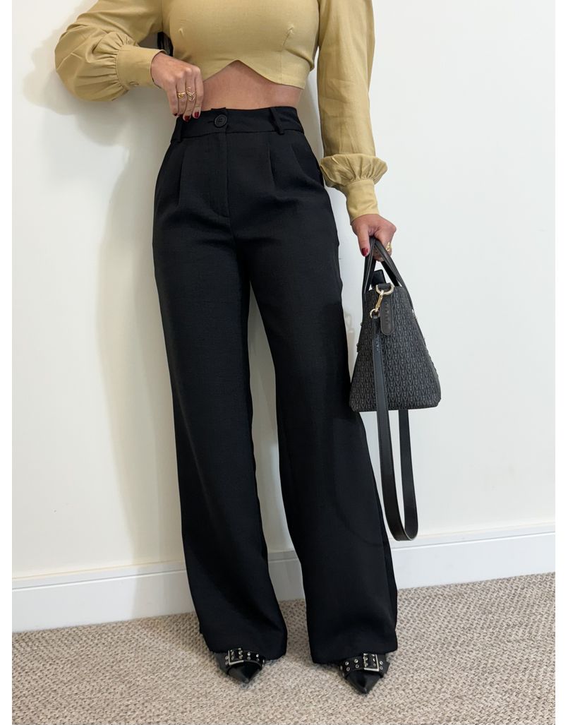 Calça Pantalona Linho Preto - Loja La Mina 