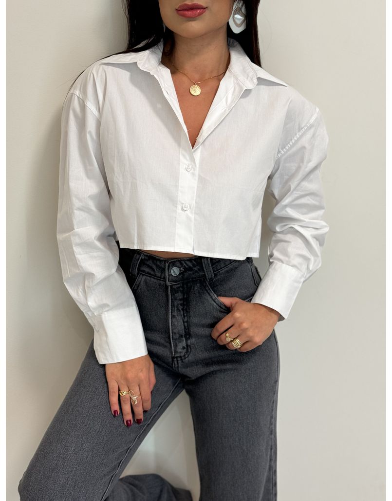 Cropped Camisa Tricoline Portugal Branco