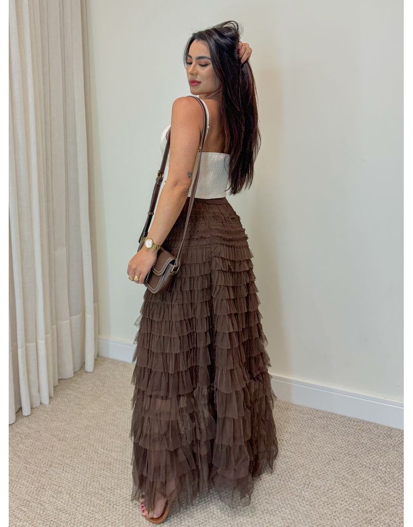 Cropped Couro Fake Fivela Marfim