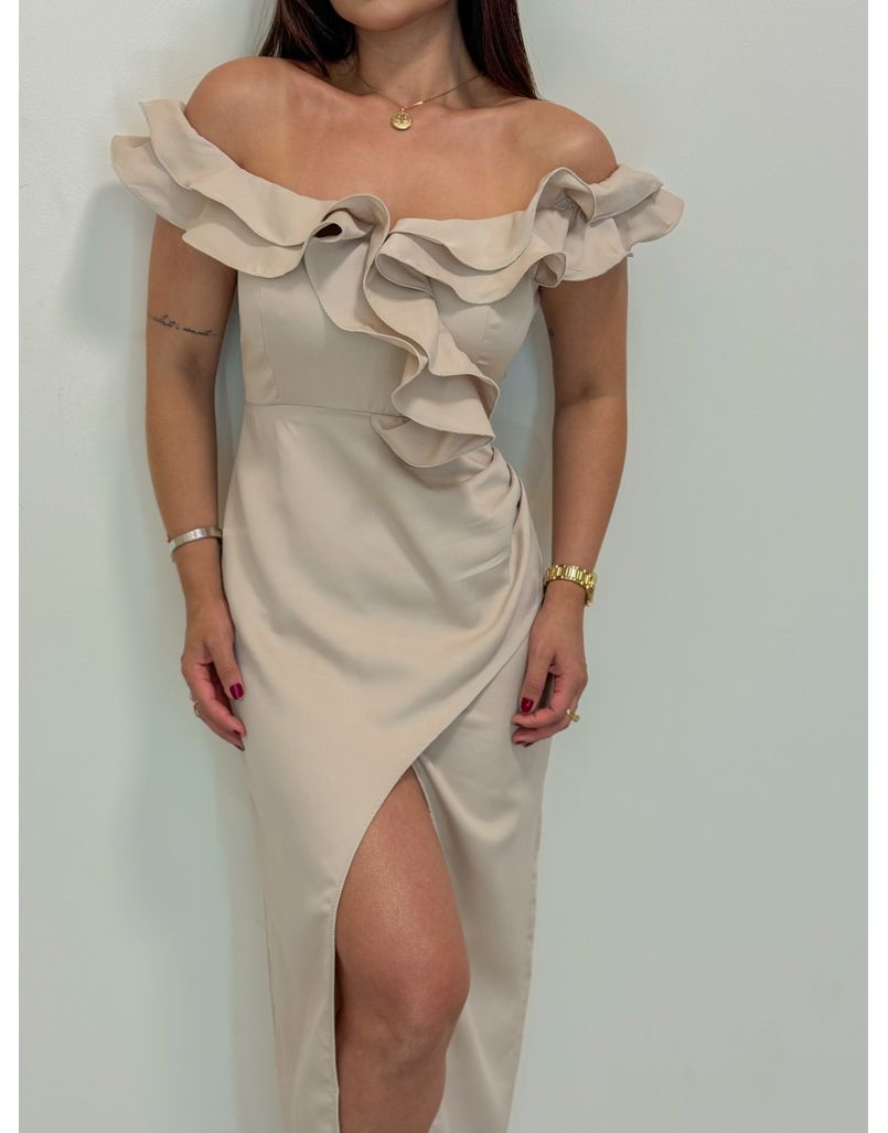 Vestido Babado Isadora Areia