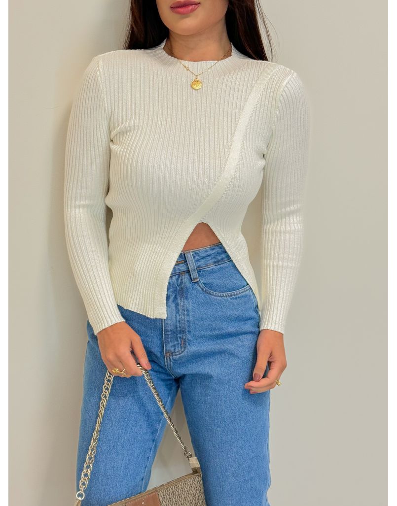 Blusa Tricot Abertura Off - Loja La Mina 