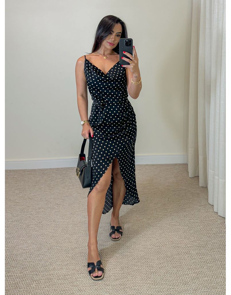 Vestido Alcinha Poá Preto - Loja La Mina 