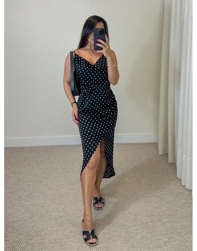 Vestido Alcinha Poá Preto