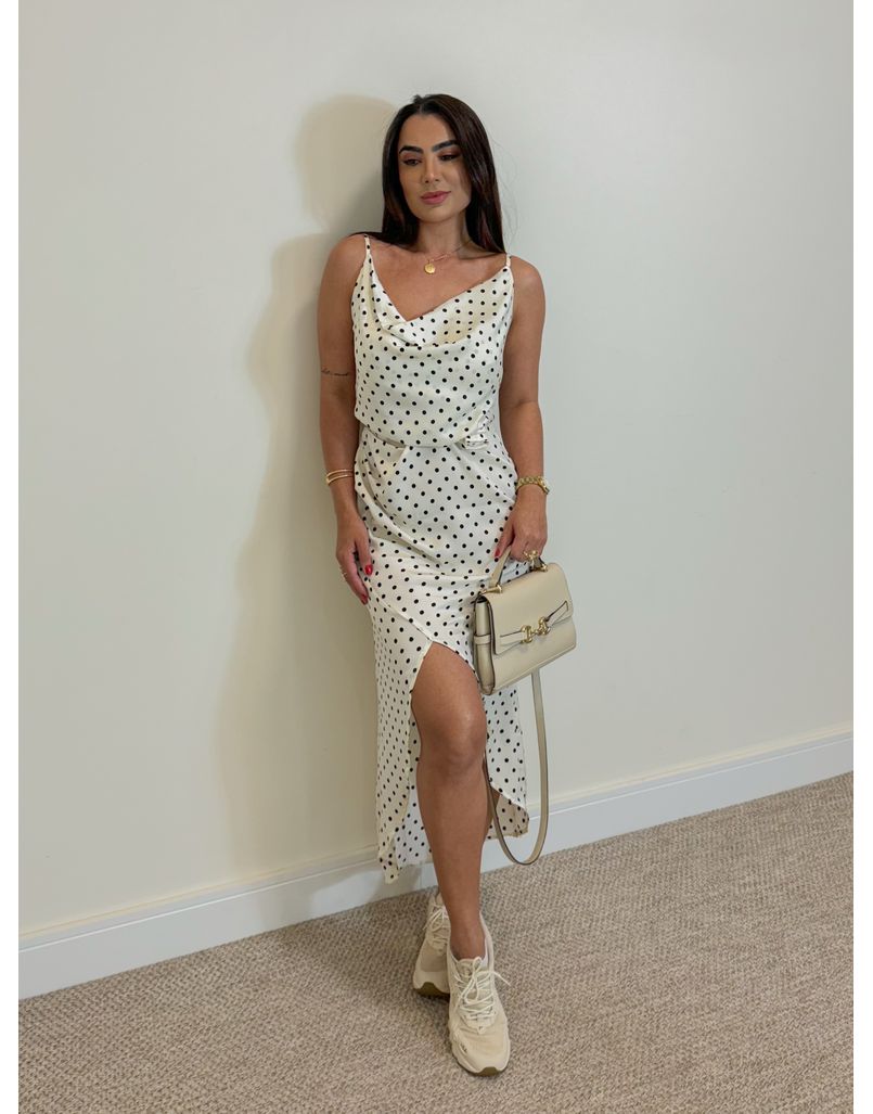 Vestido Alcinha Poá Manteiga 
