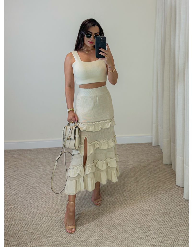 Cropped Alça Tricot Raissa Areia