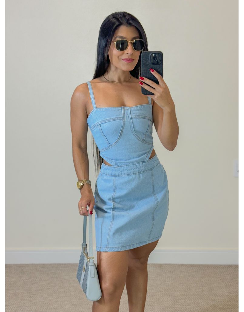Vestido Jeans Claro Zoe - Loja La Mina 