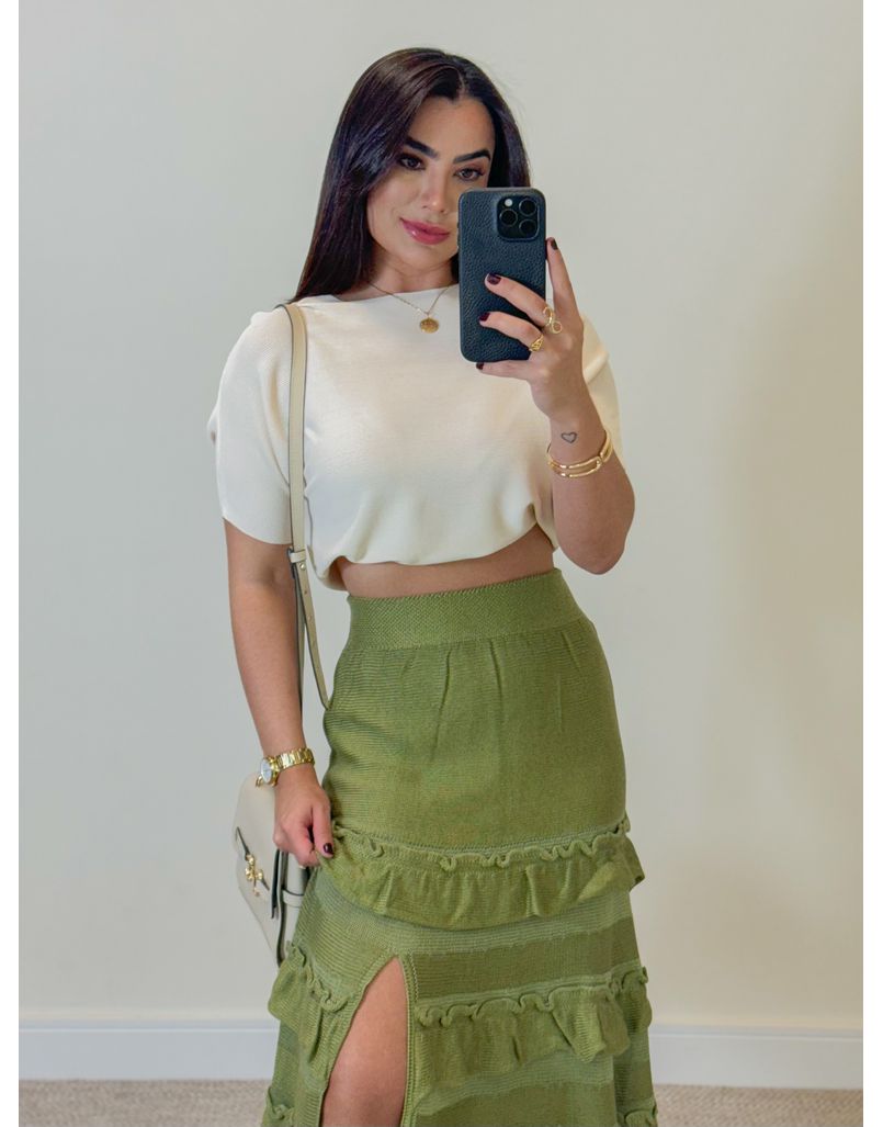 Cropped Tricot Lúcia Areia - Loja La Mina 