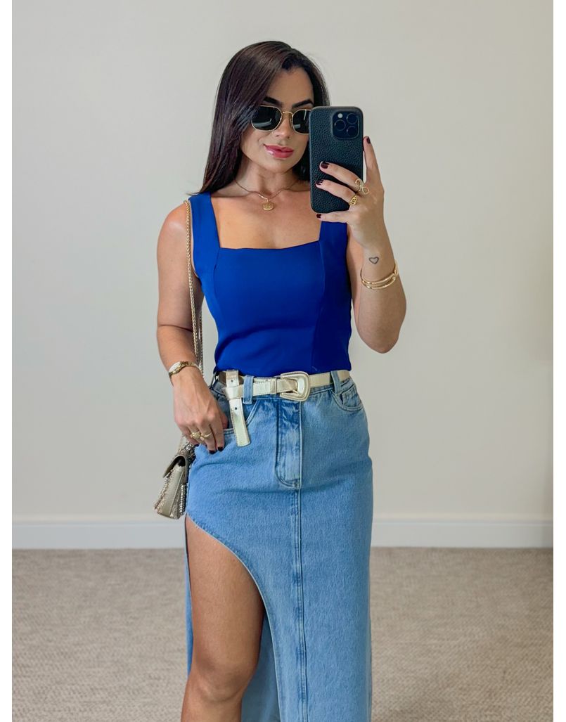 Cropped Alça Luiza Azul - Loja La Mina 