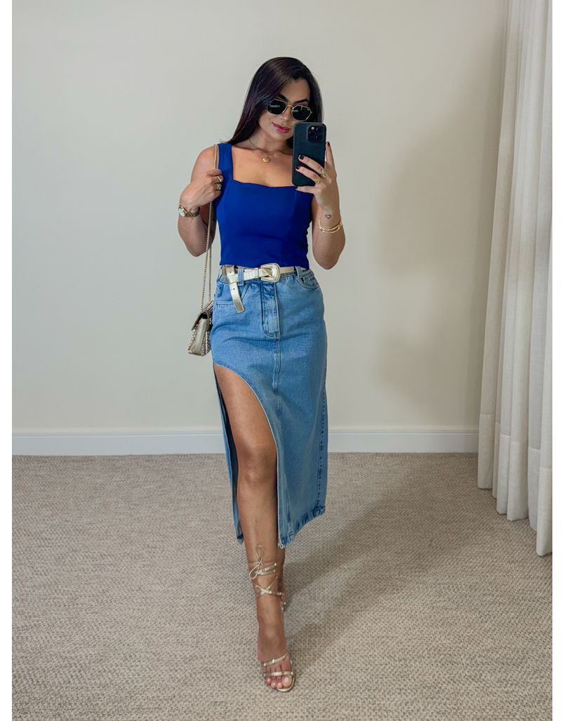 Cropped Alça Luiza Azul