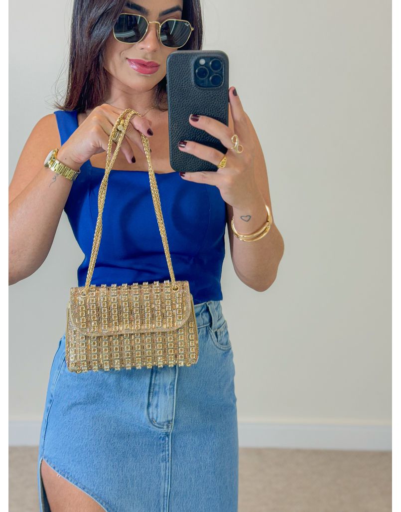 Bolsa Brilho Dourada 