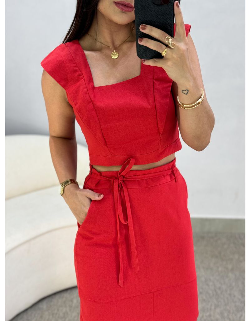 Conjunto Linho Áustria Vermelho