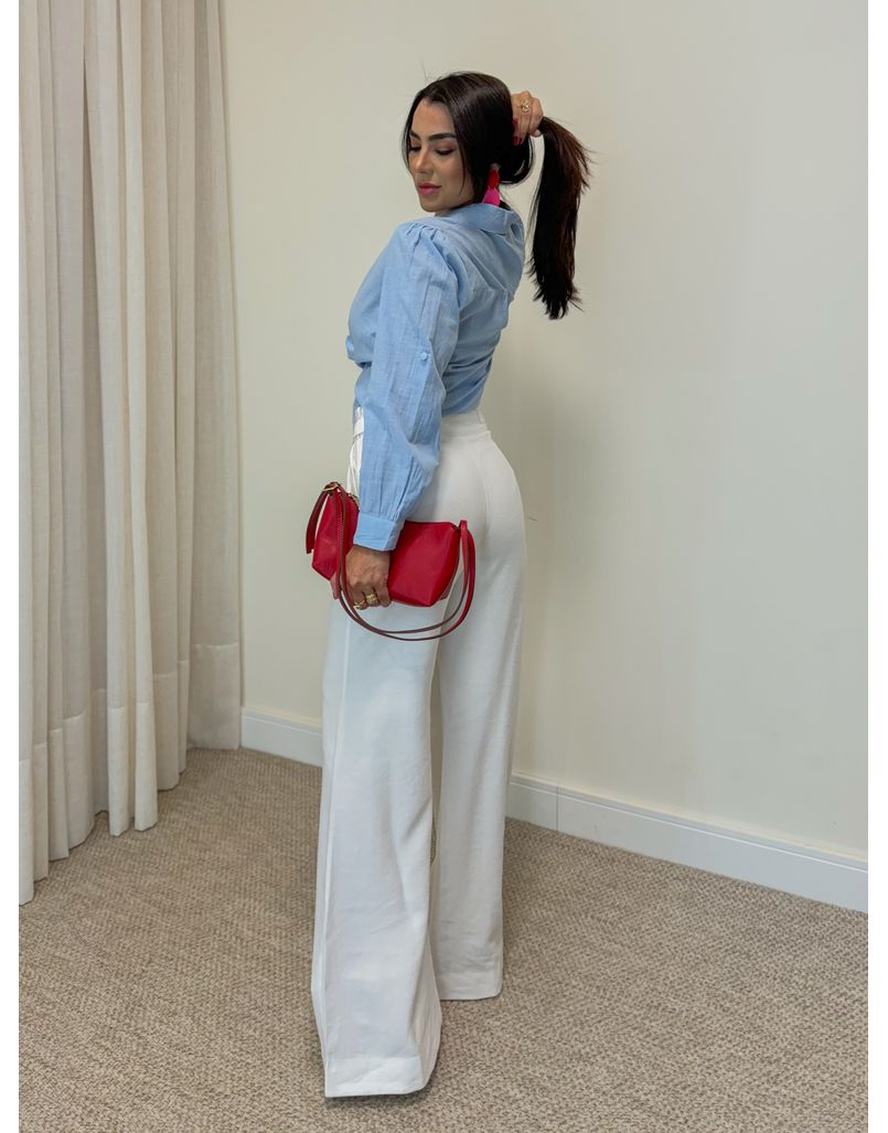 Calça Pantalona Fivela Thais Branco