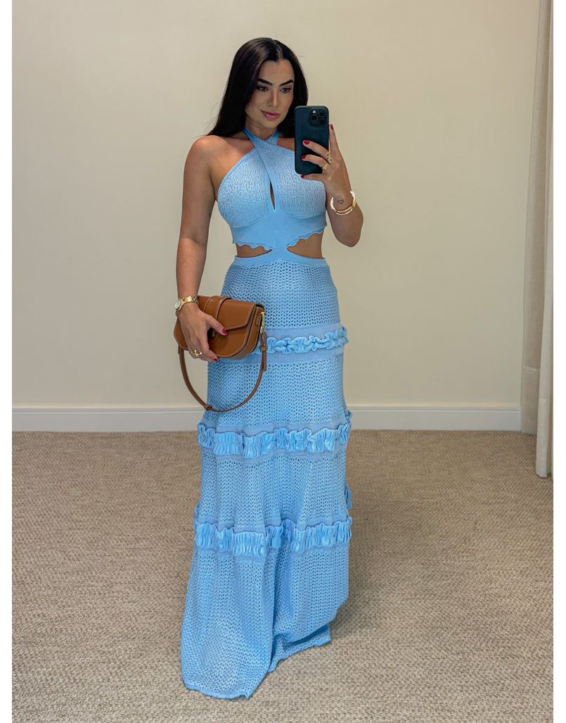 Vestido Tricot Lidi Azul - Loja La Mina 