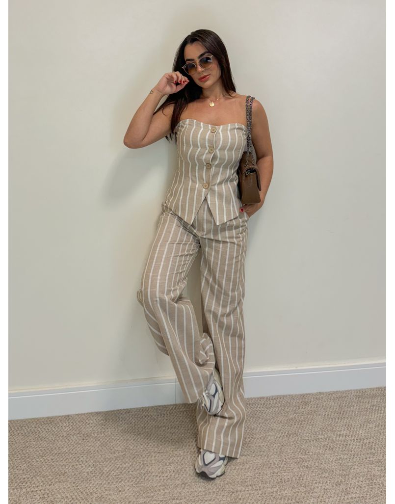 Conjunto Listrado Areia
