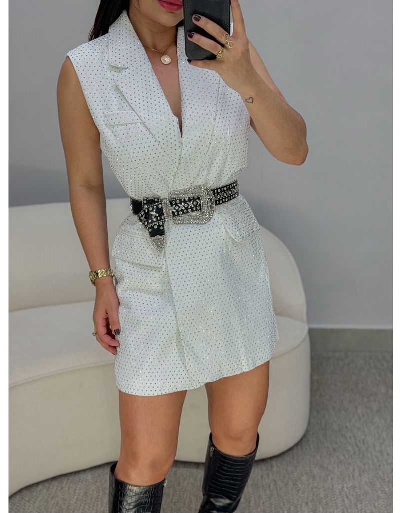 Colete Strass Branco - Loja La Mina 