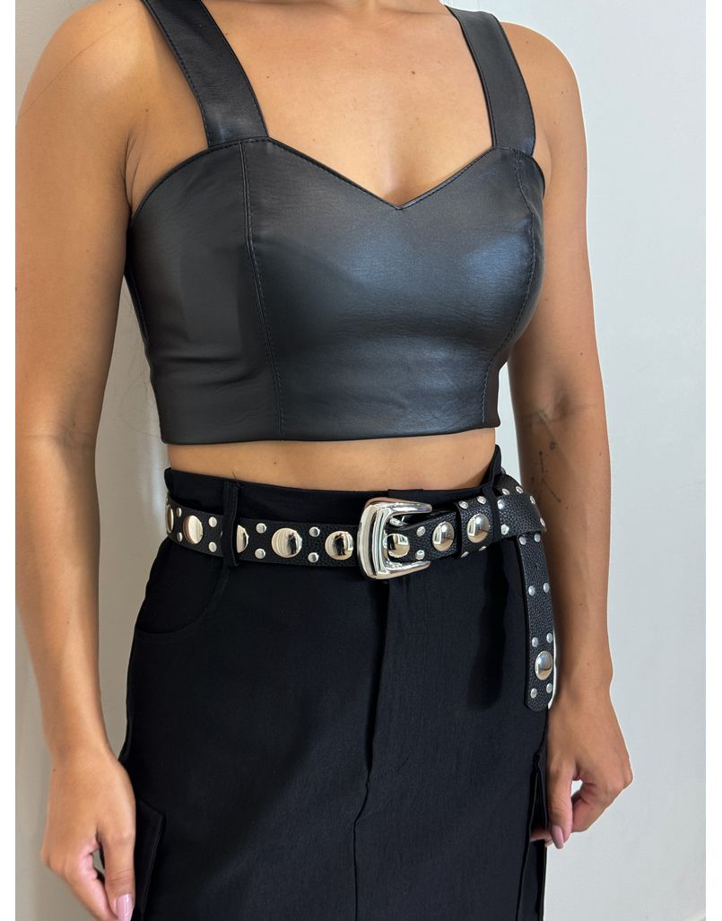 Cropped Couro Fake Preto