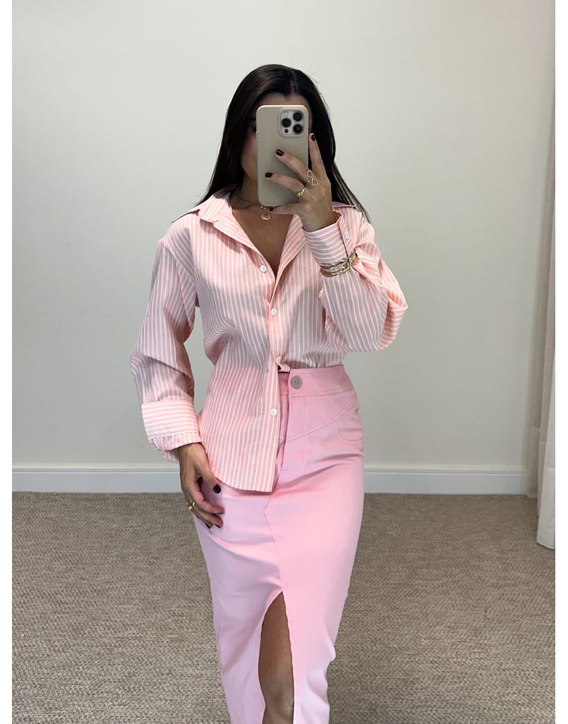 Camisa Listrada Sabrina Rosa - Loja La Mina 