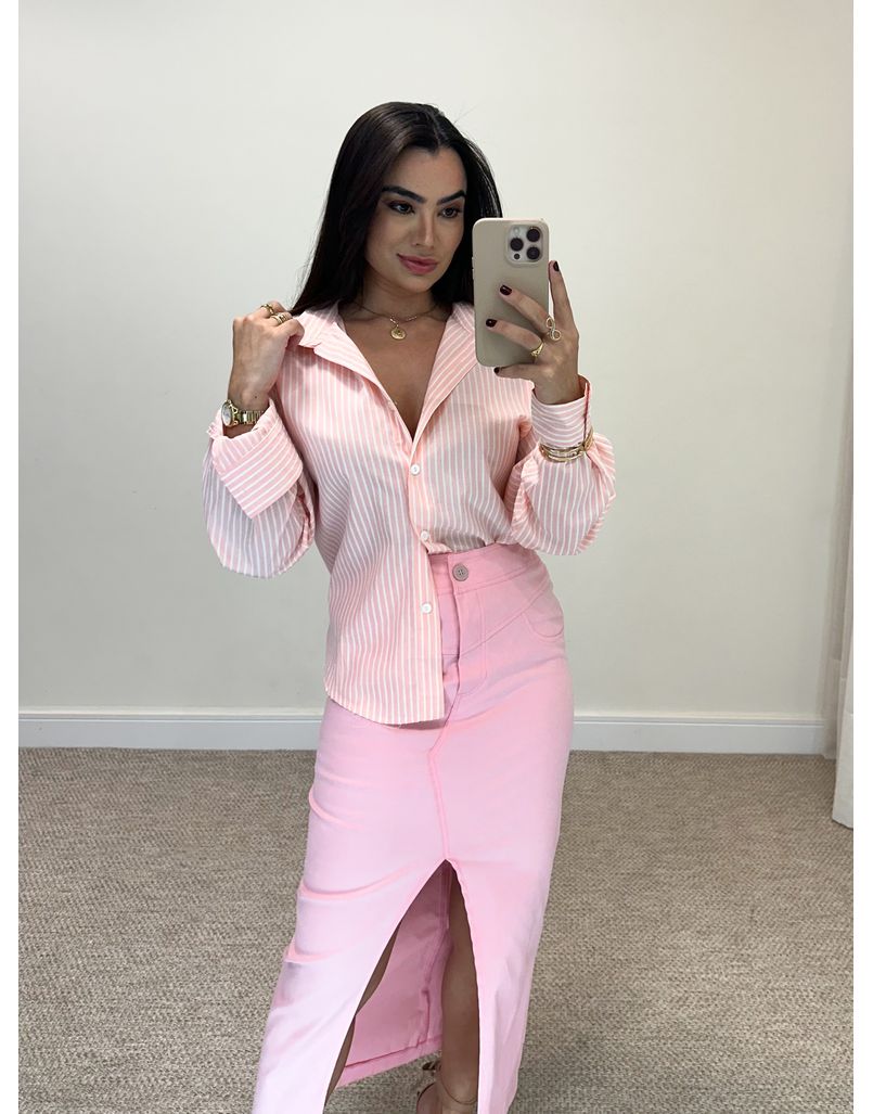 Camisa Listrada Sabrina Rosa