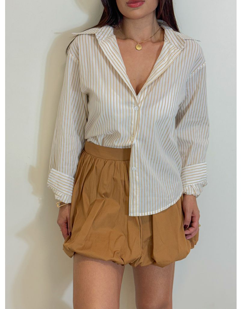 Camisa Listrada Sabrina Cappuccino - Loja La Mina 