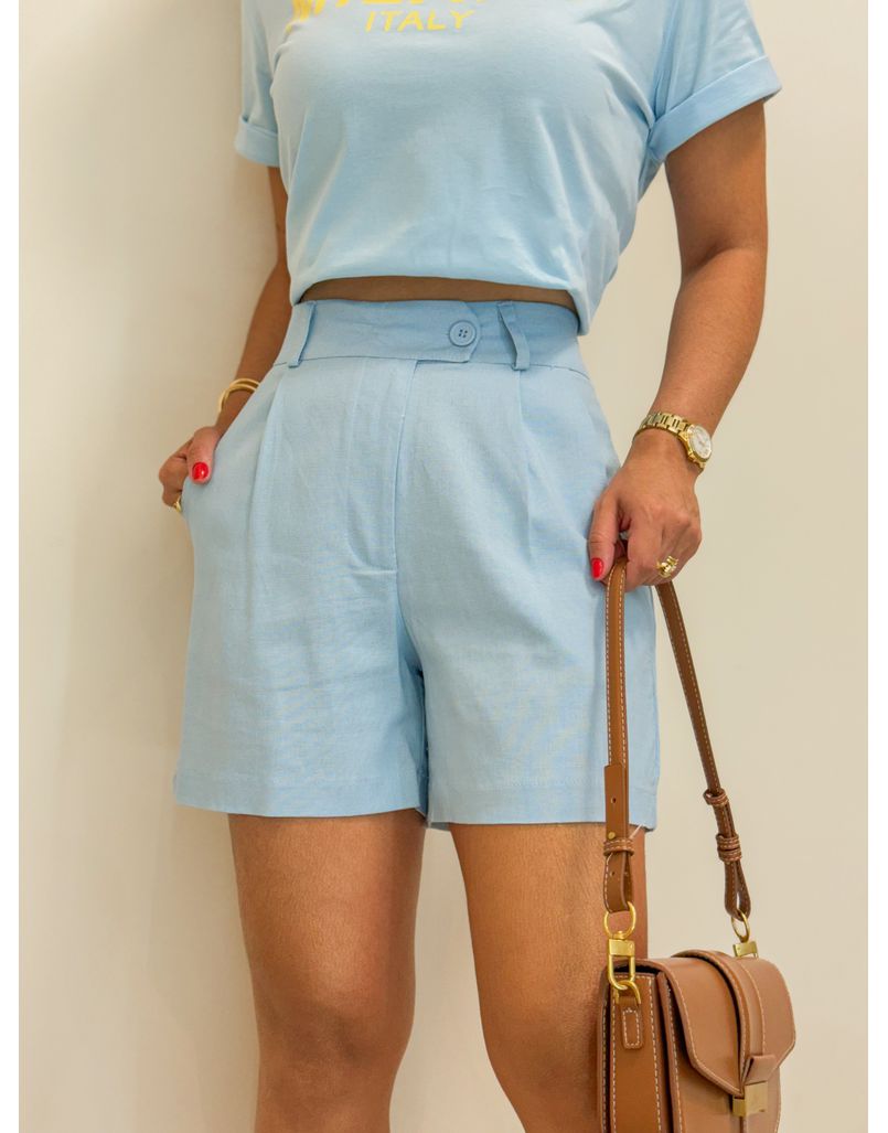 Short Linho Jéssica Azul - Loja La Mina 
