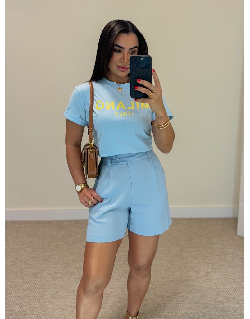 Short Linho Jéssica Azul 