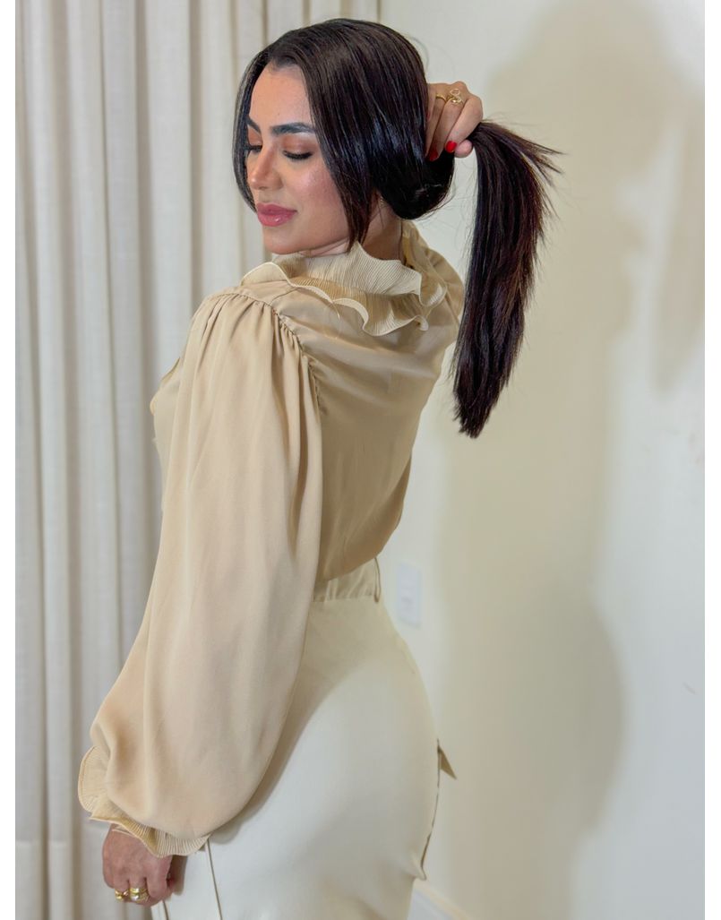 Blusa Babado Chiffon Cappuccino