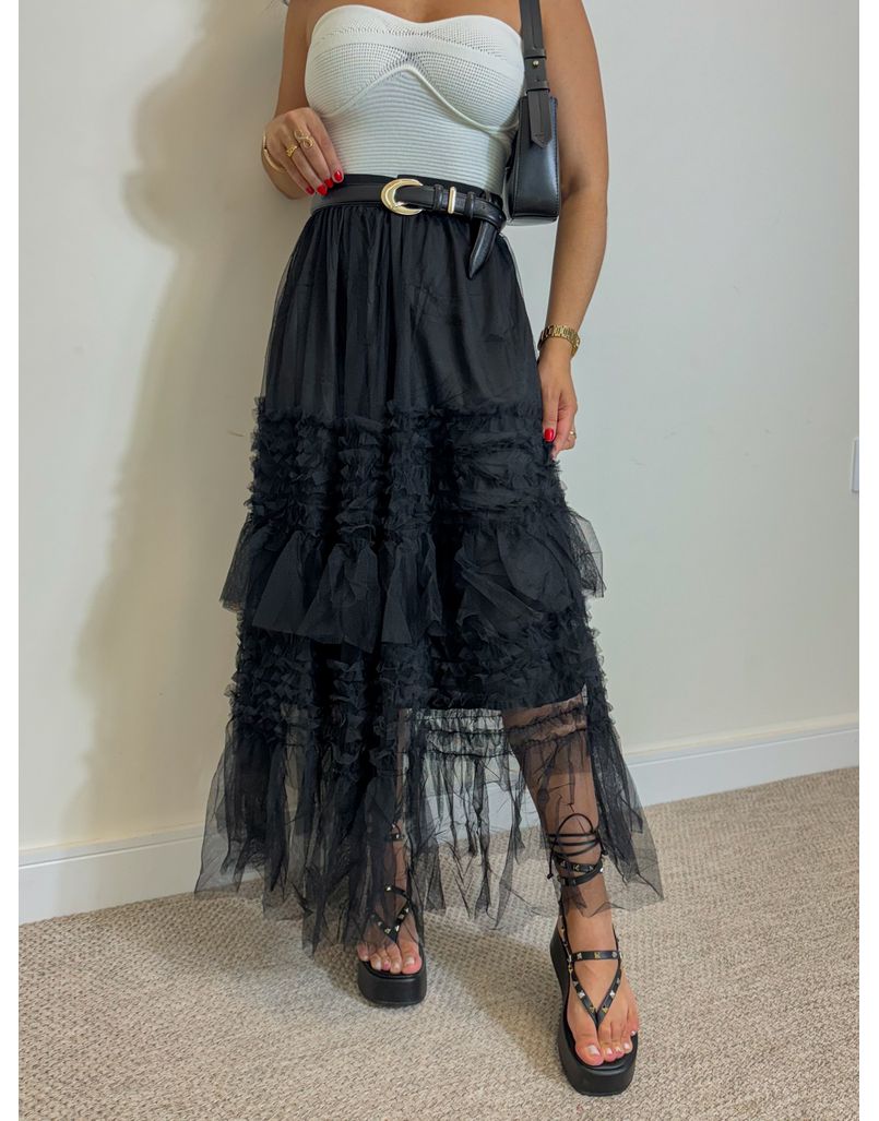 Saia Tule Veneza Preto